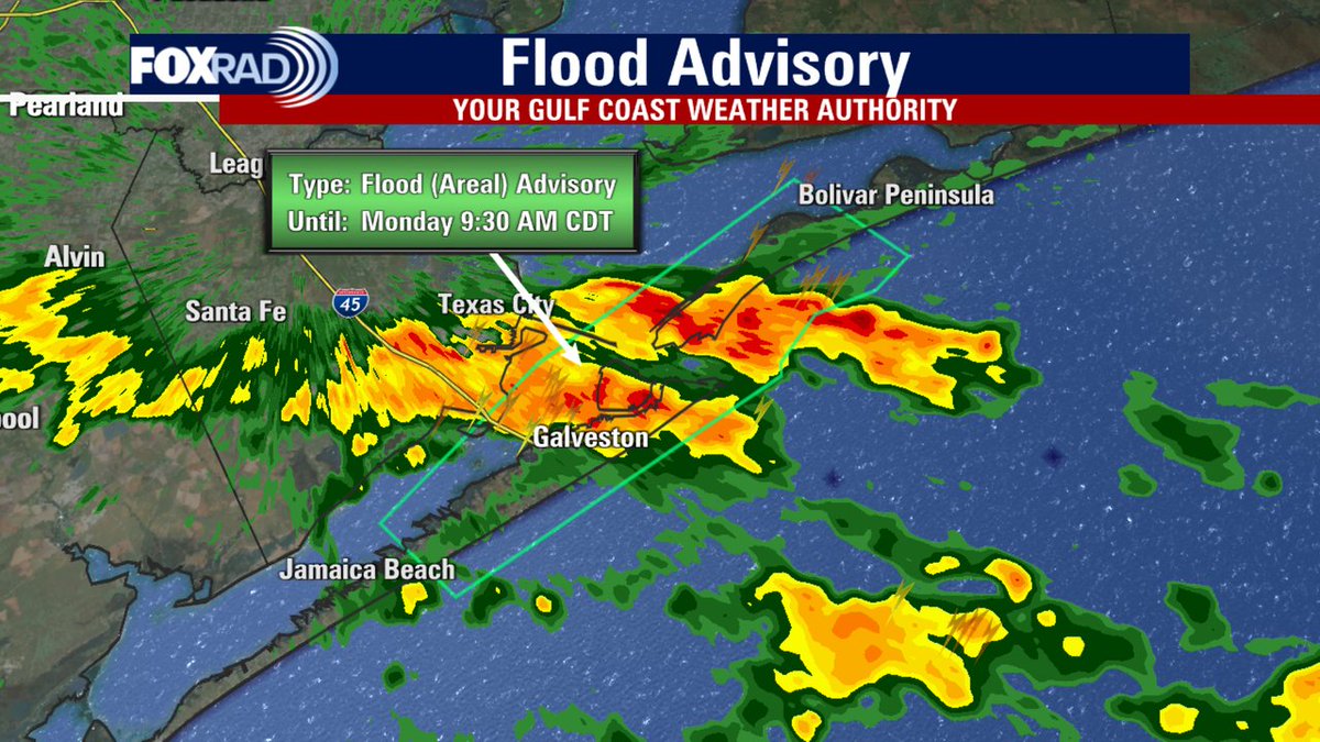 Fox26Mike's tweet photo. Flood Advisory has been issued for Galveston until 9/02 9:30AM Stay safe!  https://t.co/jZ1CKyGnmh https://t.co/xtemgsYM5q