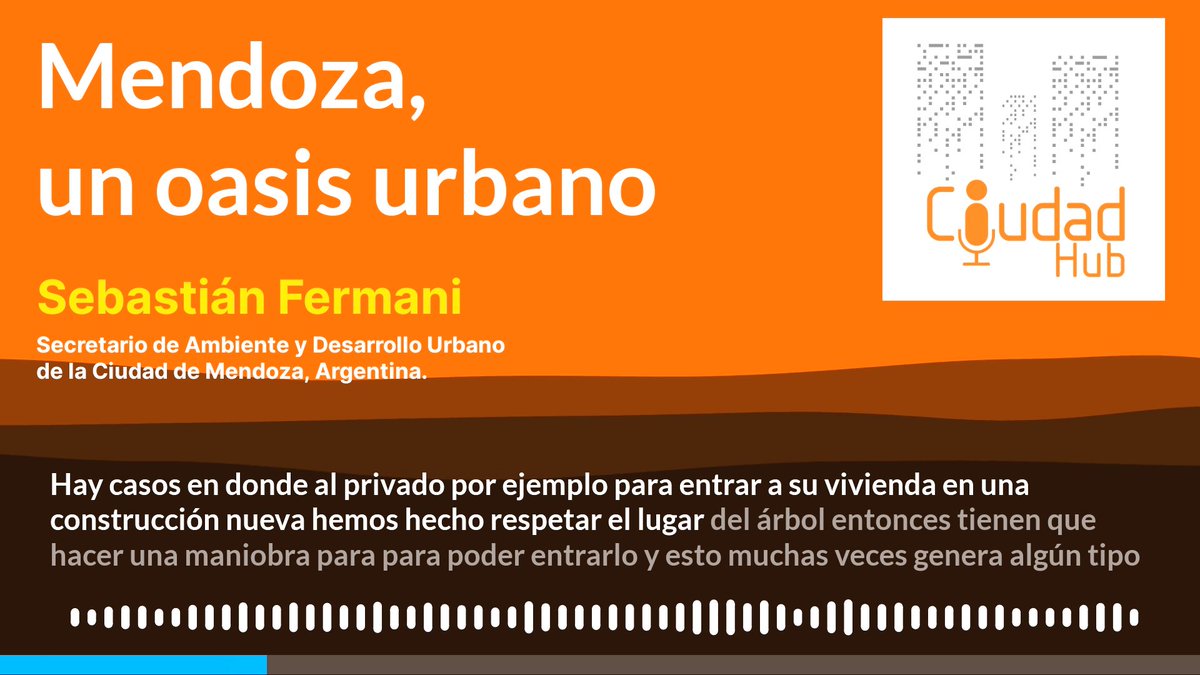 ¿Cómo una ciudad construida en un desierto logra triplicar los 15m2 de espacio verde por hab. recomendados por <a href="/opsoms/">OPS/OMS</a> y tener 45m2 por habitante?
De eso nos habla Sebastian Fermani, Secr. Ambiente de <a href="/ciudaddemendoza/">Ciudad de Mendoza</a> en nuestro reciente podcast:
Spotify open.spotify.com/episode/4sJBFL…