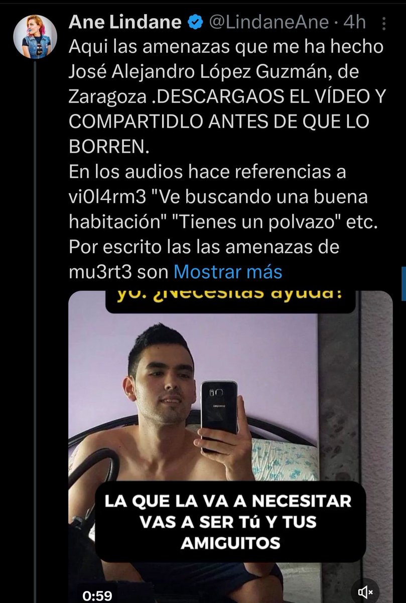 JM_dePablosBajo's tweet photo. Este tipo ya está denunciado a la policía.
El acoso sufrido por @LindaneAne, amenazas de mu3rt3 incluídas, no puede quedar impune.
No va a quedar impune.

No lo difundáis, no le vaya a parecer mal a algún otro acosador de mi3rda. https://t.co/TnukY6f5cq