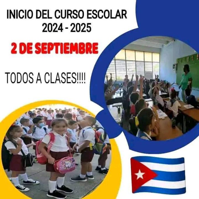 Comienza hoy el nuevo curso escolar en #Cuba, 2024 - 2025.
¡Muchos éxitos a todos los niños, adolescentes y jóvenes!
#DeRegresoALasAulas #SantiagodeCuba