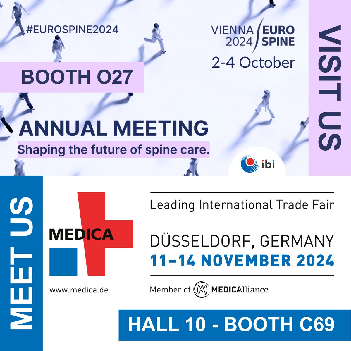 smartboneibi's tweet image. Let’s Connect Again!

🔵Visit us at EUROSPINE 2024 in #Vienna from 2-4 October at Booth O27.

🔵Meet us at MEDICA 2024 in #Düsseldorf from 11-14 November at Hall 10, Booth C69.

#EUROSPINE2024 #MEDICA2024 #IBISA #Spine #Orthopedics #Dental #SmartBone