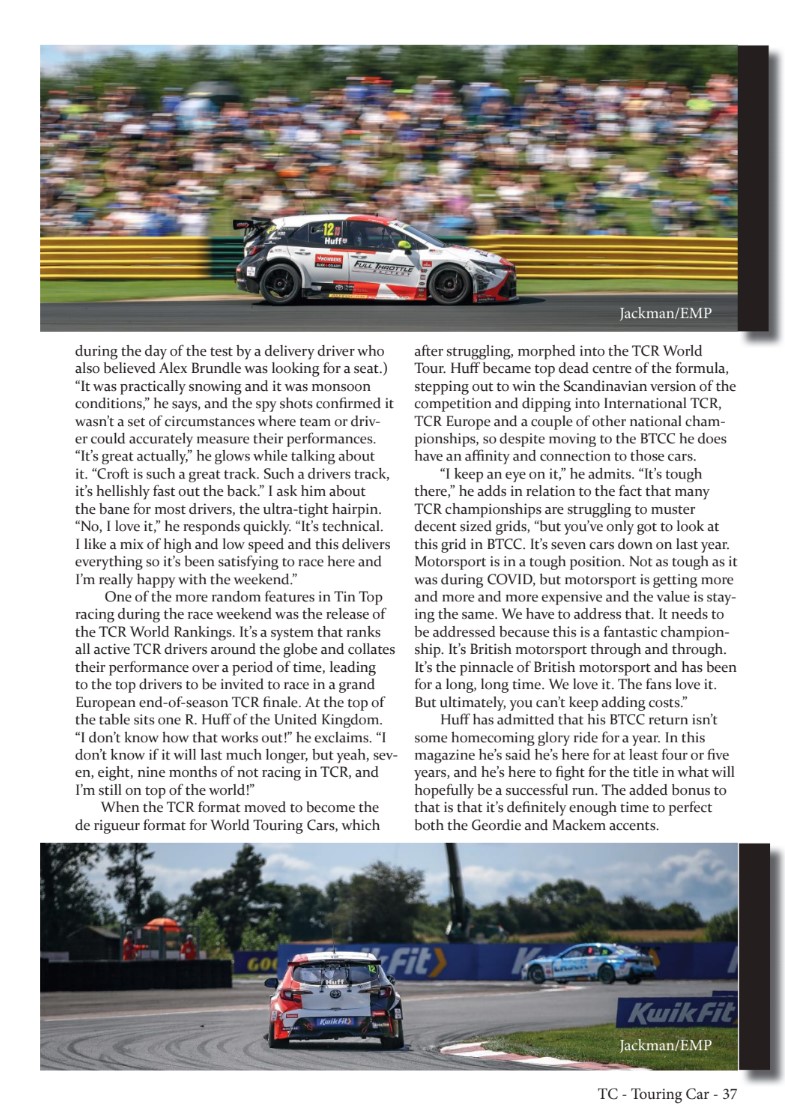 Great Article on <a href="/Huffsport/">Rob Huff</a>  in <a href="/Touring_Car_Mag/">Touring Car Magazine</a>   Its nice to see both of us back were we belong .
