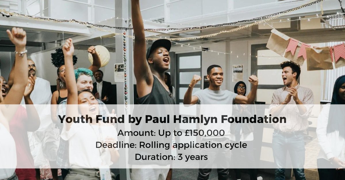 opportunitiesfy's tweet photo. 🚀 Funding Alert for Youth-Oriented Organizations! 🌍
The Paul Hamlyn Foundation’s Youth Fund offers up to £150,000 over 3 years to support organizations working with young people (14-25) facing systemic inequities.
🔗 https://t.co/4AAnCxUXwg
#YouthFund #SocialImpact https://t.co/Rvj2O1PwOW