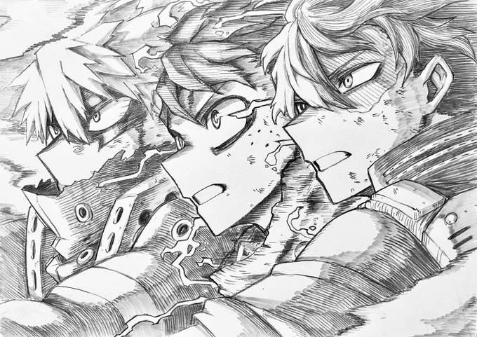 「ちげぇよ!!」「次は!!」「僕たちだ!!」
#ヒロアカ劇場版
  #ユアネクスト #次は僕たちだ 
#頑張れって感じのファンアート 