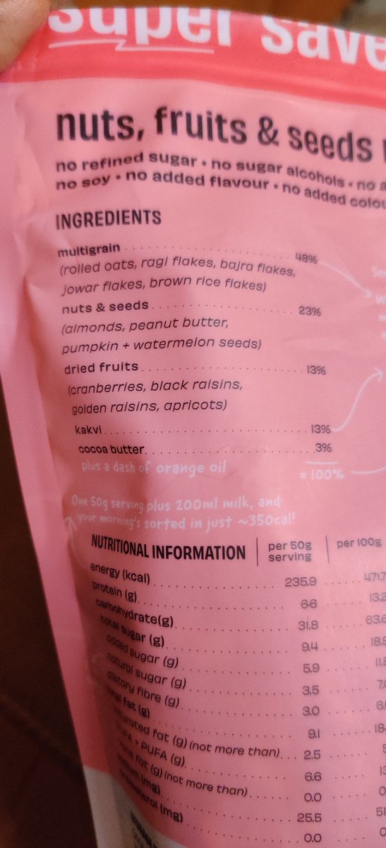 TableTawa's tweet photo. 3. Most importantly, i ordered the product because I assumed these are no sugar products like your bars. But I was kinda disappointed n confused again coz ur ingredient list does not mention any added sugar but the nutrition information quotes 11.8g of added sugar per 100gms https://t.co/kksHkyGa0Q