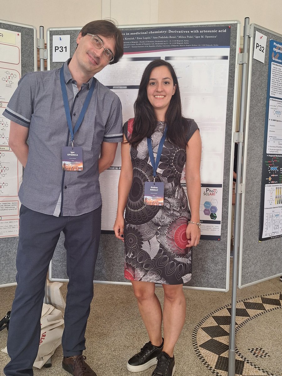 OpsenicaLab's tweet photo. We had a great opportunity to attend 20th
Blue Danube Symposium on Heterocycles in Chemistry in Prague. @Rea_Nikolic94 and Andrija presented two posters and prof. Igor Opsenica gave an invited talk on different heterocycles we work with.
#BDSHC #chemistry #opsenicalab https://t.co/vMzyUiyskn