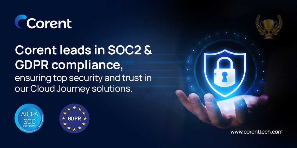 CorentTech's tweet image. Excited to announce @CorentTech now leads with SOC2 & GDPR compliance for top-notch security!
Don't miss our accreditations! Visit now: lnkd.in/gbV2CYQ3
#GDPR #DataPrivacy #DataProtection #PrivacyMatters #DataSecurity #SOC2