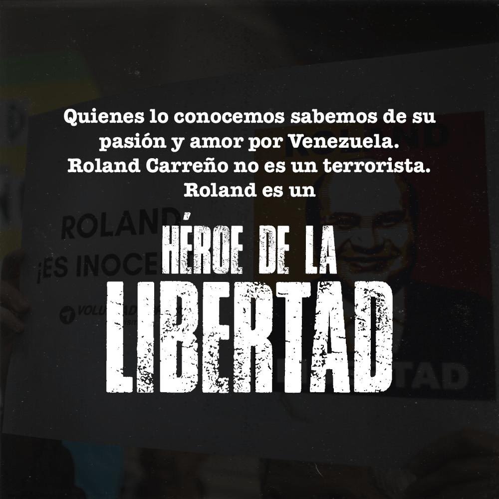 ¡ROLAND DEBE ESTAR LIBRE! 

Hoy nuestro hermano <a href="/rolandcarreno/">Roland Carreño</a> cumple un mes secuestrado por la dictadura de Nicolás Maduro.

Lamentablemente Roland es víctima de una desaparición forzada. Seguimos sin conocer en dónde lo tienen y cuál es su estado de salud. Hoy reiteramos: que