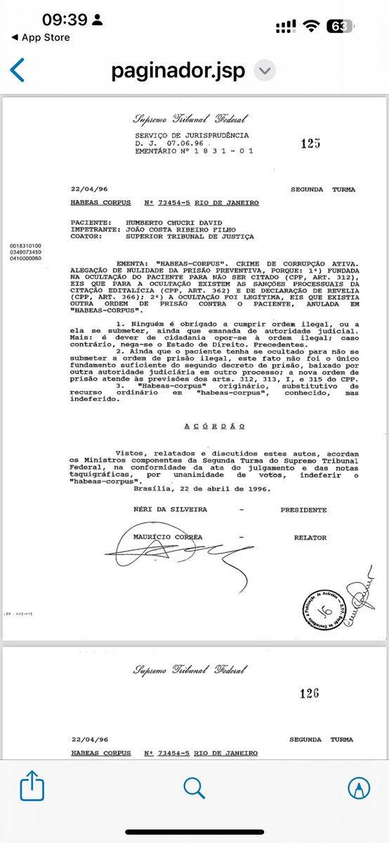 jorgeseifjunior's tweet photo. “Ninguém é obrigado a cumprir ordem ilegal, ou a ela se submeter, ainda que emanada de autoridade judicial. Mais: é dever de cidadania opor-se à ordem ilegal; caso contrario, nega-se o Estado de Direito.”

Ministro MAURÍCIO CORRÊA, em 22/04/1996 https://t.co/Eg3c3VCKbn