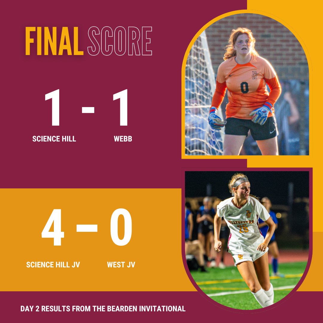 Science Hill Girls Soccer (@shtoppersgsoc) on Twitter photo Bearden Invitational Day 2 results. Bearden Invitational Day 2 results.