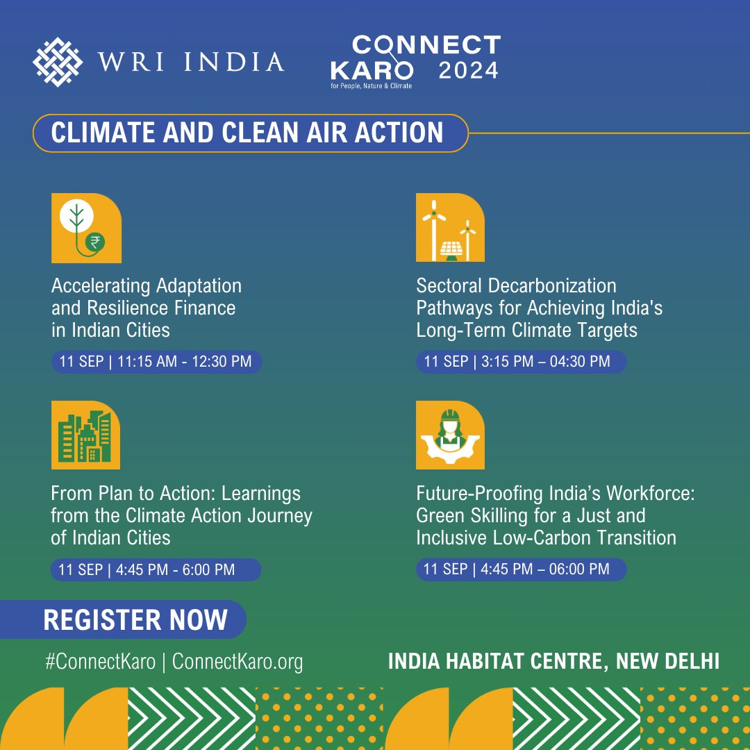 #EventAlert |🗓️Sep 11

As India navigates its climate journey, join us at #ConnectKaro 2024 for engaging sessions that explore practical solutions for India’s #ClimateAction while balancing its development and environmental goals. 
 
 Register here👉connectkaro2024.com/reg.php