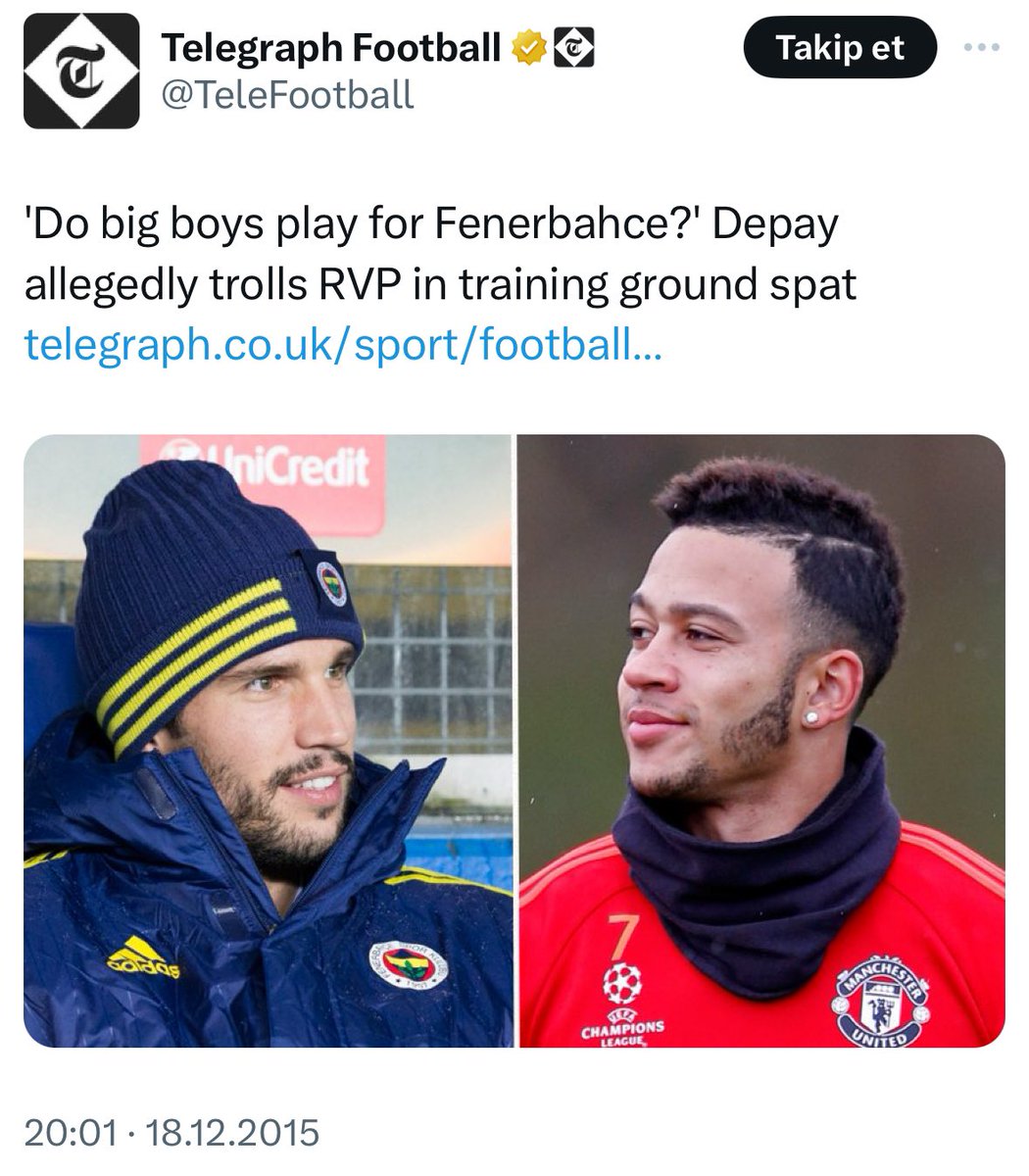 Hey <a href="/Memphis/">Memphis Depay</a> do you remember you said this to <a href="/Persie_Official/">Robin van Persie</a> ?

Where you play at right now? 😂😂😂