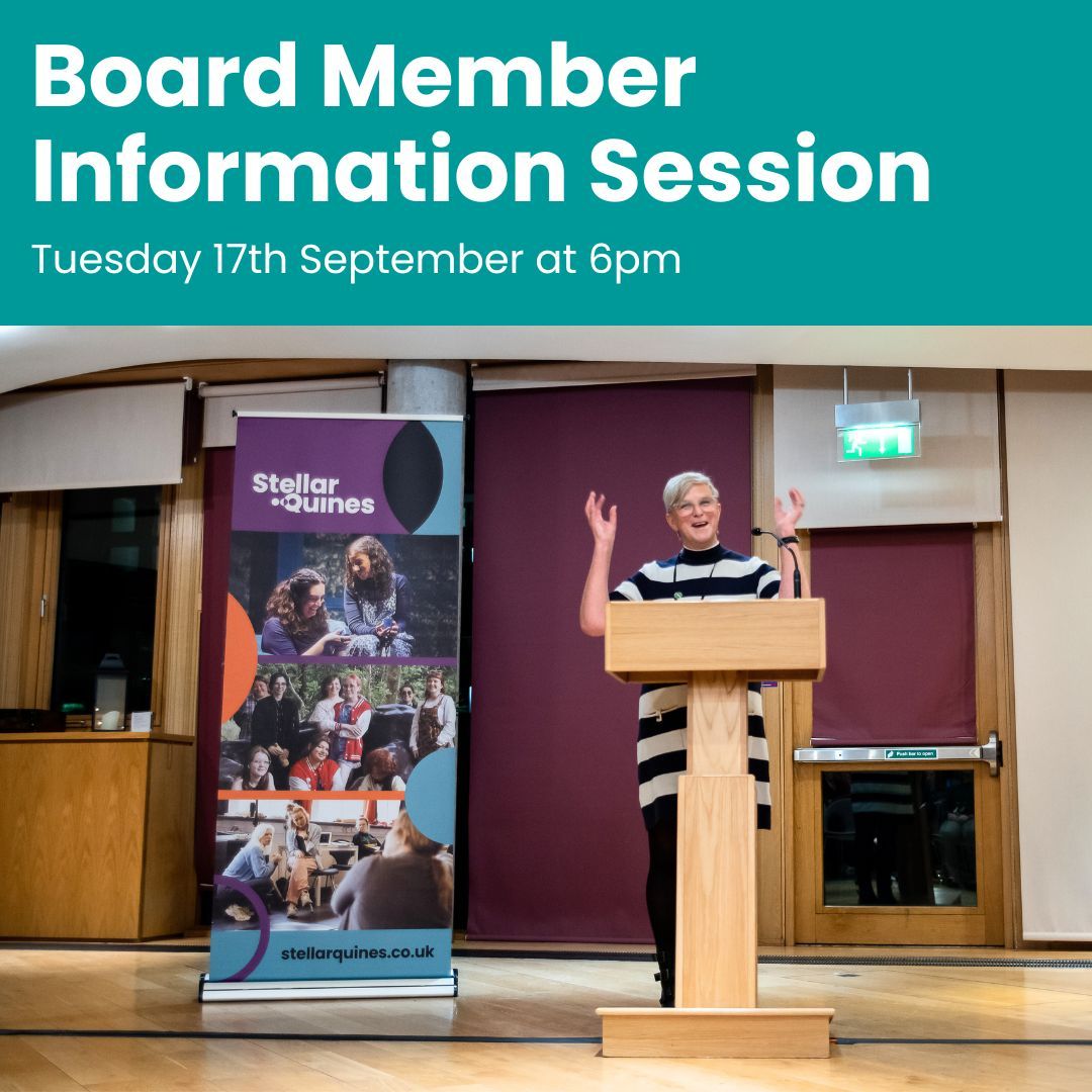 Interested in joining the Stellar Quines board but not sure it's for you?

We're hosting a Zoom info session on the 17th at 6pm for interested applicants who'd like to know more. To come along email barbie@stellarquines.co.uk 🎭 

Info: stellarquines.co.uk/about/board/jo… 
Deadline: 29/09