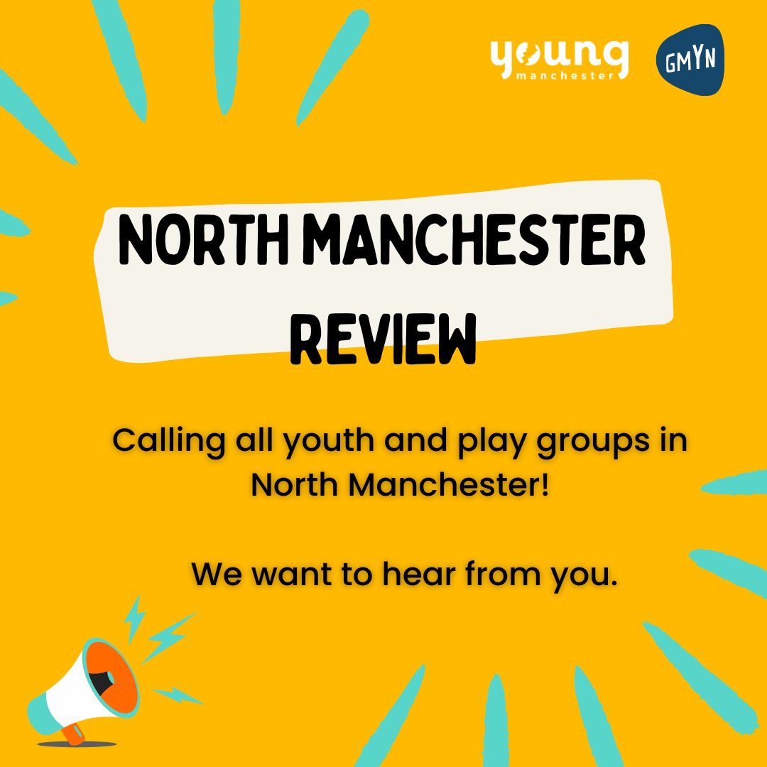 Young Manchester (@young_mcr) on Twitter photo 🚨 Calling all youth and play groups in North Manchester! 🚨
Young Manchester & <a href="/gmyn/">GMYN #YoungPeopleCan</a> are reviewing youth and play provision in your area for Manchester City Council.
Your input is crucial!
Please fill out this 10-question survey 👉 tinyurl.com/ycywe48m 🚨 Calling all youth and play groups in North Manchester! 🚨
Young Manchester & <a href="/gmyn/">GMYN #YoungPeopleCan</a> are reviewing youth and play provision in your area for Manchester City Council.
Your input is crucial!
Please fill out this 10-question survey 👉 tinyurl.com/ycywe48m