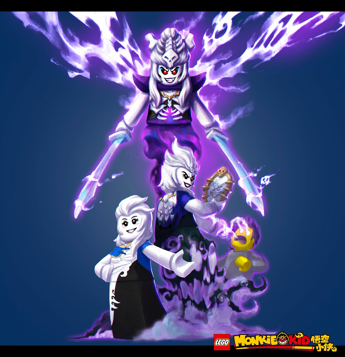 White Bone Demon concept art. She is cruel, insidious, vicious, and good at manipulating people. As we all know, she was beaten 3 times in JTTW, so she'd been designed in 3 stages to match 80028 the WBD model made by Justin Ramsden and graphic design done by Paul Turcanu.