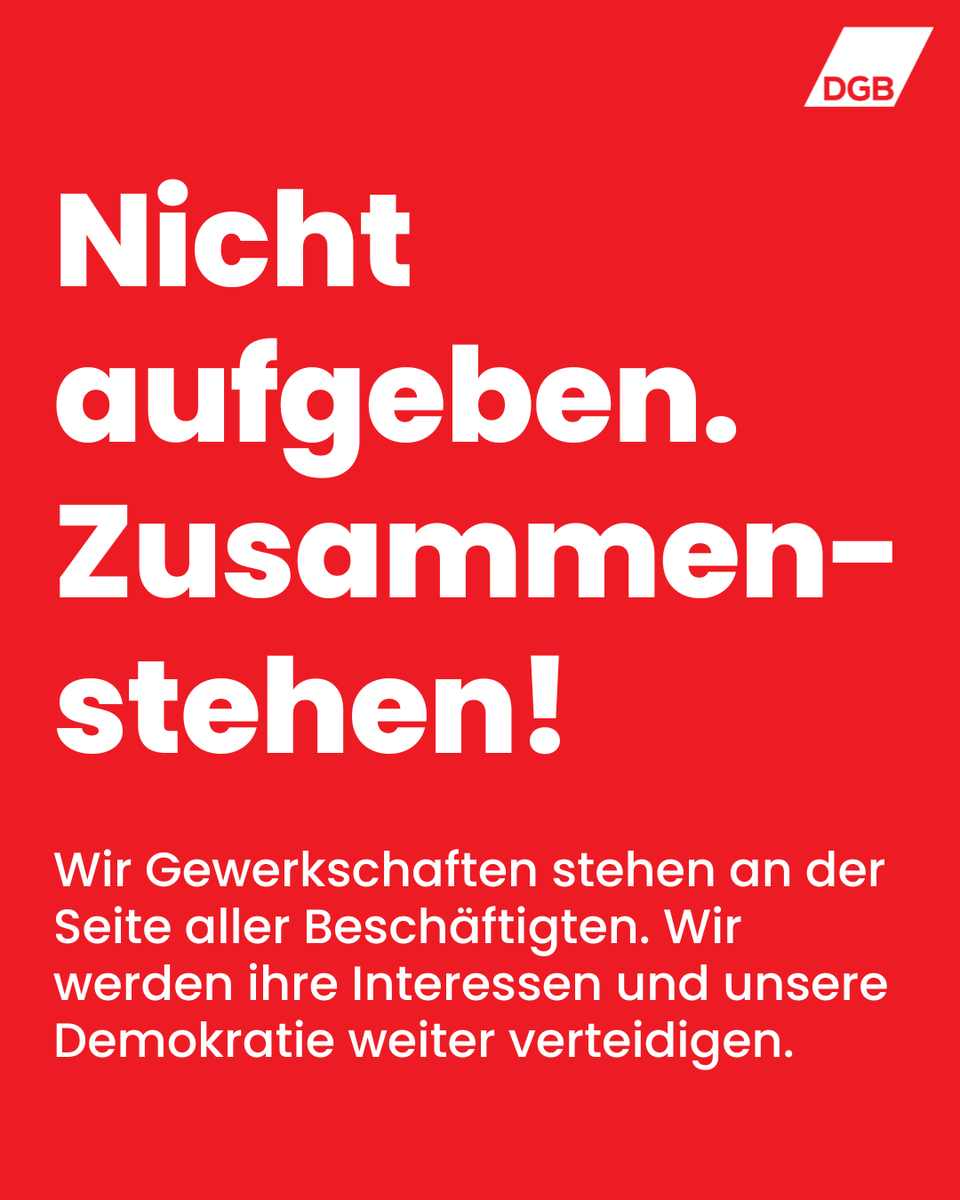 #LTW – Nur in Demokratien kann es starke Gewerkschaften geben. Wir setzen unseren Kampf für unsere Demokratie &amp; Gute Arbeit fort und werden Beschäftigten noch mehr Möglichkeiten geben, im Betrieb mitzubestimmen. Jetzt müssen Demokrat*innen zusammenstehen: dgb.de/gerechtigkeit/…