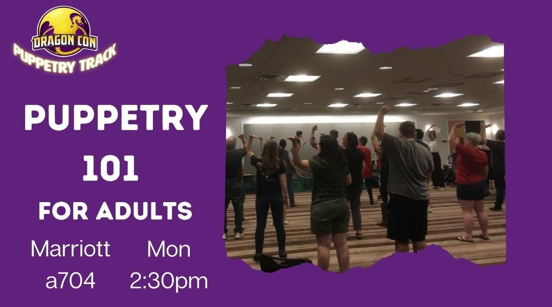 Puppetry 101 for Adults – 2:30pm – Marriott A704 – An intro to puppetry styles and an in-depth exploration of #puppetry techniques led by @puppetryaretta. Perfect for new puppeteers and the "puppet curious." AGES 16+.

#puppet #lastdayofcon