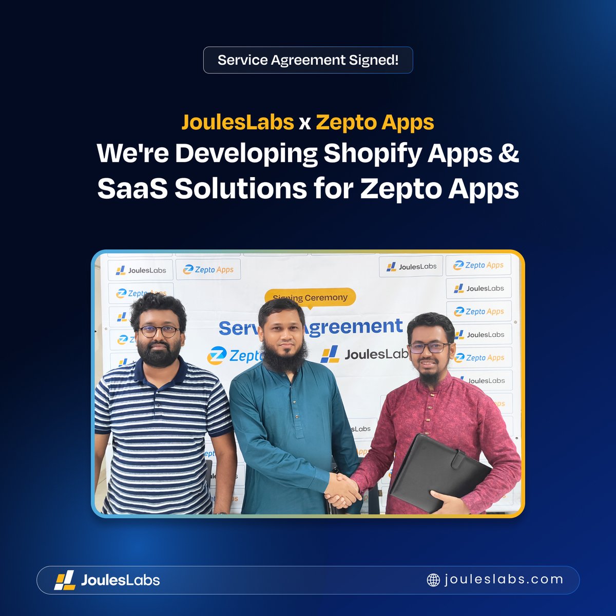 joules_labs's tweet photo. We're thrilled to announce our service agreement with Zepto Apps a top Shopify app brand from Bangladesh! 🎉🎉🎉
With 900+ positive reviews, 10,000+ active eCommerce businesses, and over $2B in order value generated in 8 years.
#jouleslabs #ShopifyAppDevelopment #zeptoapps https://t.co/Ppgi7hZNAf