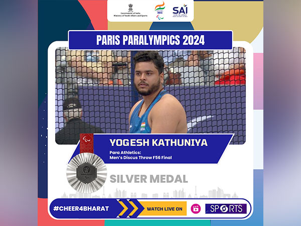 ani_digital's tweet photo. "Aiming for gold next time": Yogesh Kathuniya after winning silver medal at Paris Paralympics
Read @ANI Story | https://t.co/aEA85Vh78b
#ParisParalympics #YogeshKathuniya #DiscussThrow https://t.co/UxvbgOrNhr