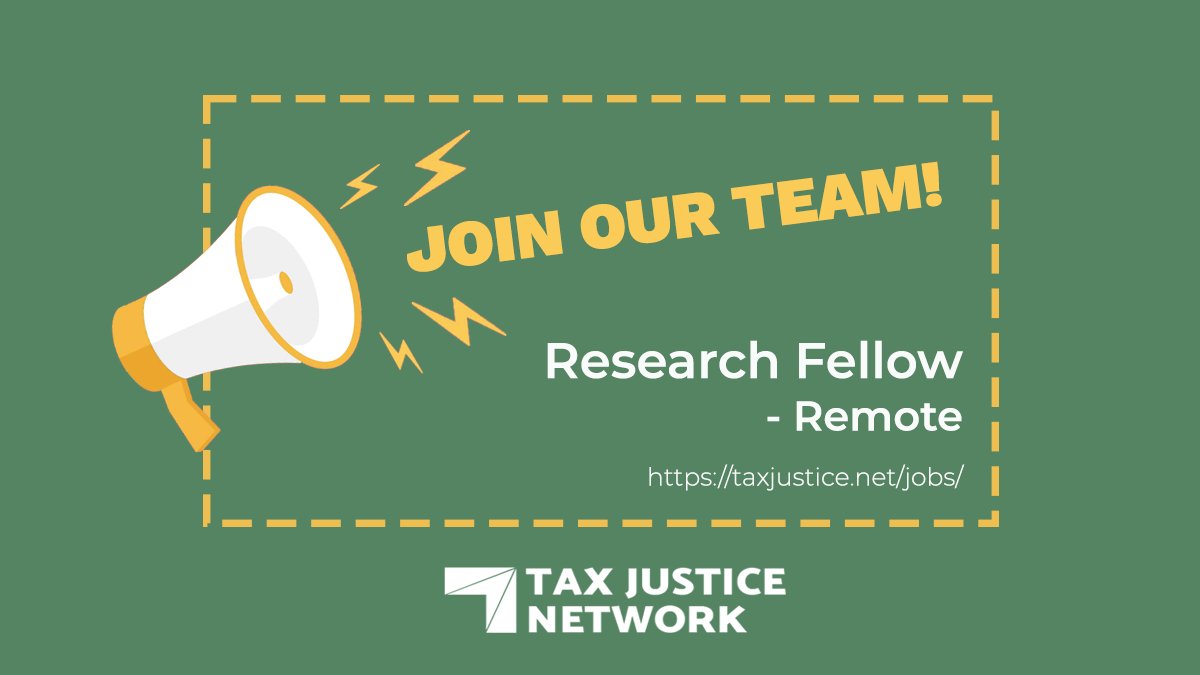 ⌛Only a few days left to apply for a new position: Research Fellow. If you’re passionate about comparative legal and policy research, quantitative analysis, and advancing tax justice advocacy, this role is for you!  Apply by September 6th! taxjustice.net/jobs/research-…