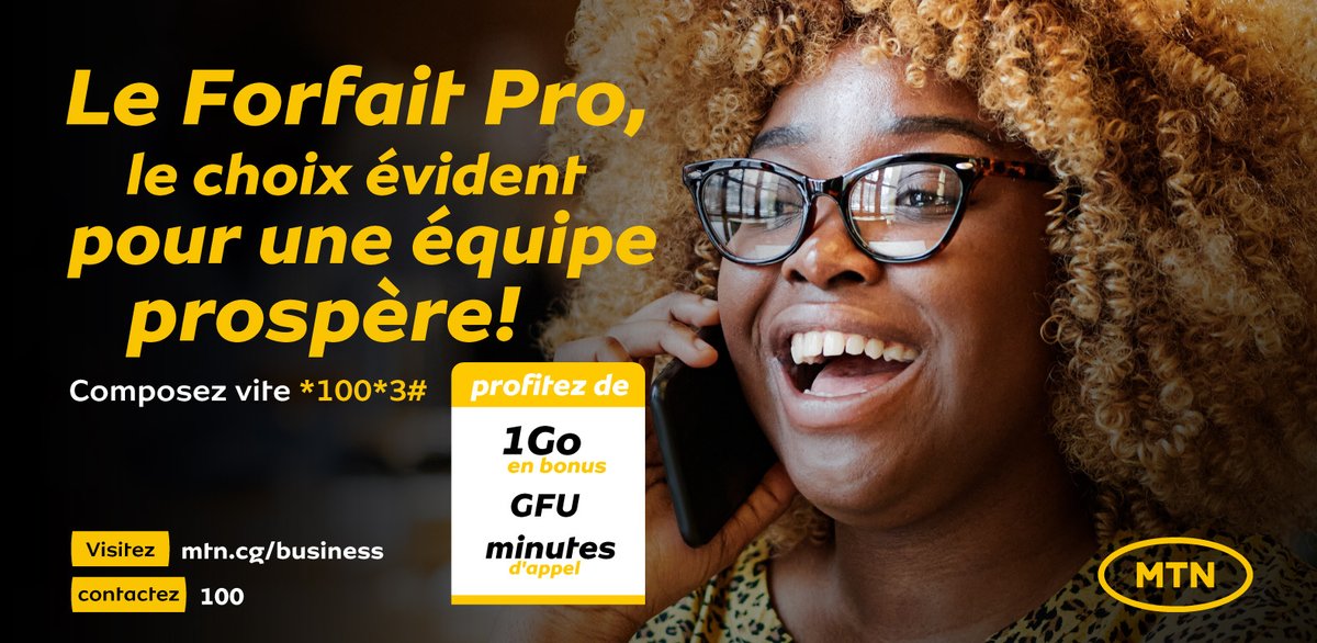 Connectez-vous, collaborez, prospérez.

✔️solution mobile complète
✔️GFU
✔️minutes d'appel
✔️internet

Composez *100*3# et recevez 1Go sur votre activation.

#AlorsOnFaitQuoiAujourdhui