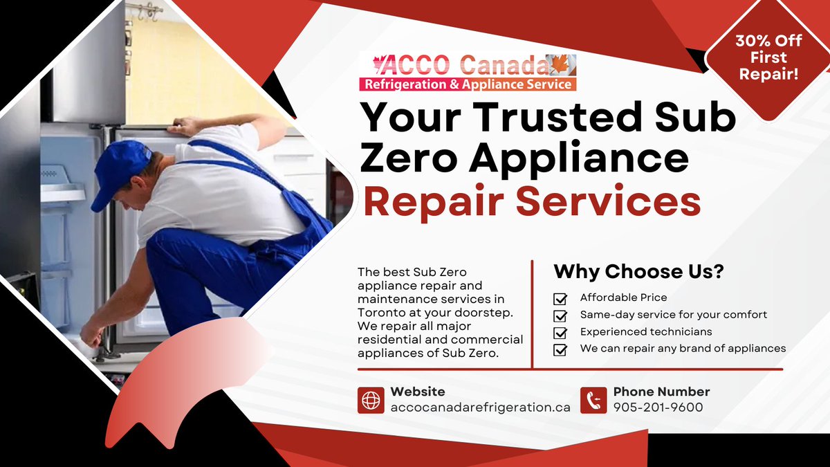 CanadaAcco's tweet image. We&apos;re your trusted local experts committed to swift &amp;amp;professional appliance repairs. Our dedicated team👨‍🔧 ensures your #SubZeroRefrigerator or other appliances are up and running in no time, providing dependable solutions with a touch of excellence.

🌐 accocanadarefrigeration.ca