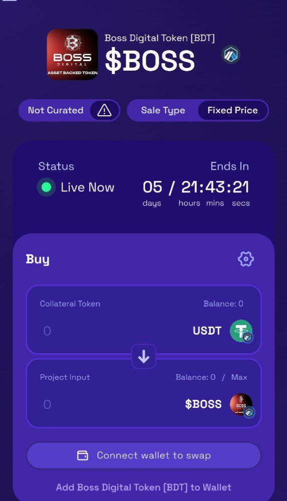 LordOfAlts's tweet photo. โข @BossDigitalX ICO is Live!
Be part of the future of digital finance with $BOSS.
This is your chance to invest and be a part of this amazing project.
Invest Now: https://t.co/bqbN2GezcN
#BossDigital #ICO https://t.co/En40yDN3Qk