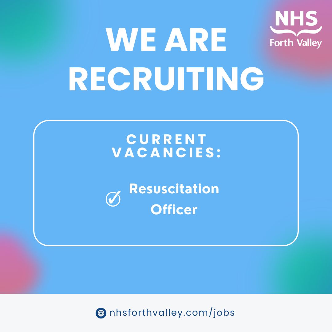 We are recruiting for a Resuscitation Officer to join our team #teamNHSFV

Find out more and apply today ⬇
apply.jobs.scot.nhs.uk/Job/JobDetail?…

Closing date: 13th September