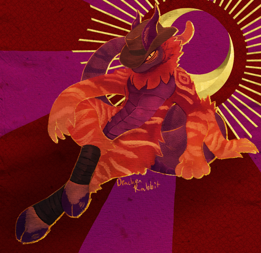 DrachenRabbit's tweet photo. Moonset cowboy (wizard/lizard) #furry https://t.co/0Bdz1KM328
