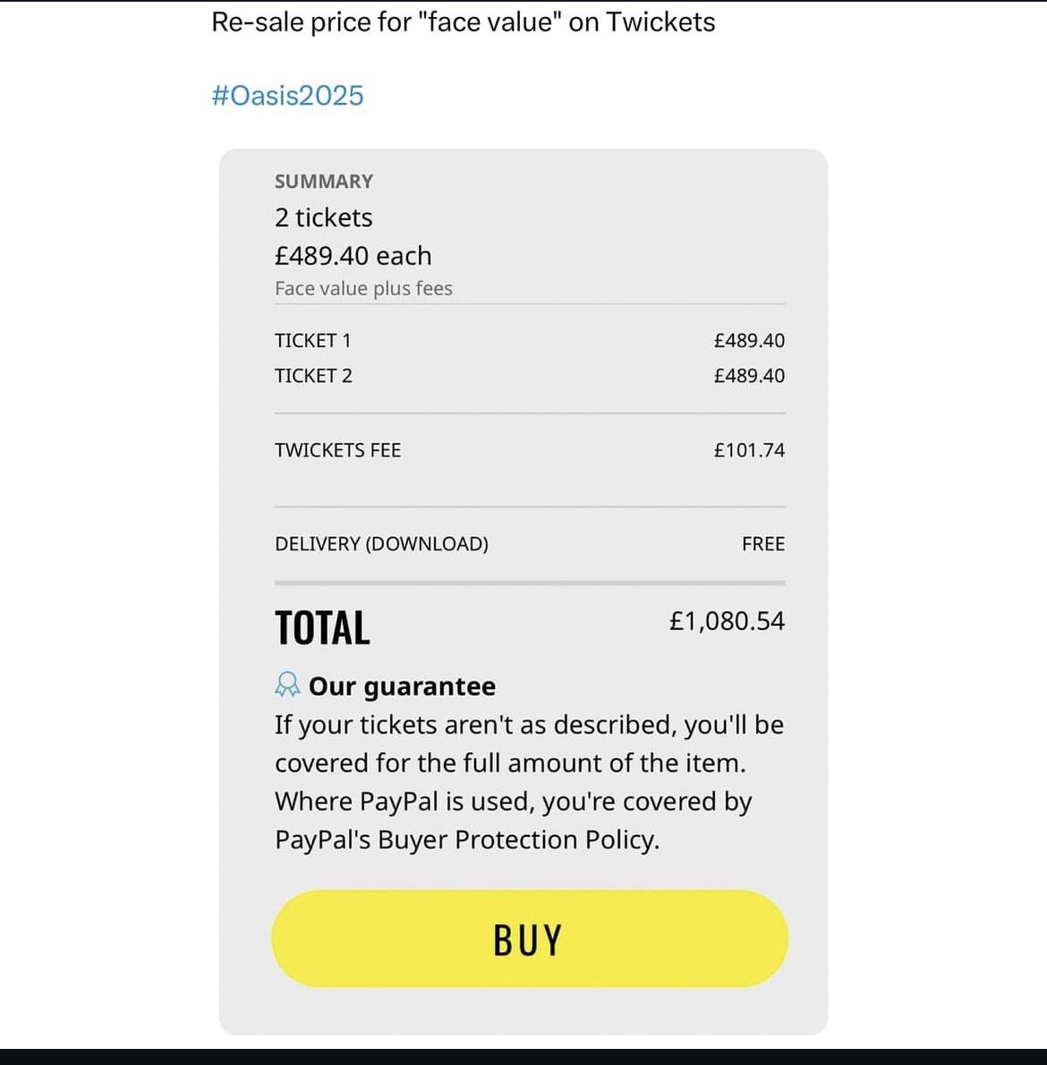 RichardLickley's tweet photo. @liamgallagher @oasis @NoelGallagher @TicketmasterUK #Oasis #Ticketmaster https://t.co/Q0sHPFUZ72