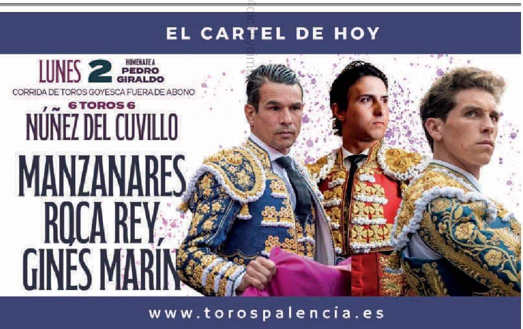 estevezpepe's tweet photo. Última de feria #Goyesca
🏟️ @torospalencia #SanAntolin
🐂 #Cuvillo
⚔️ @JMManzanares
⚔️ @RocaRey
⚔️ @ginesmarinm
Crónica 📝📰🗞️ @DiarioPalentino https://t.co/xsgLdTWpCA