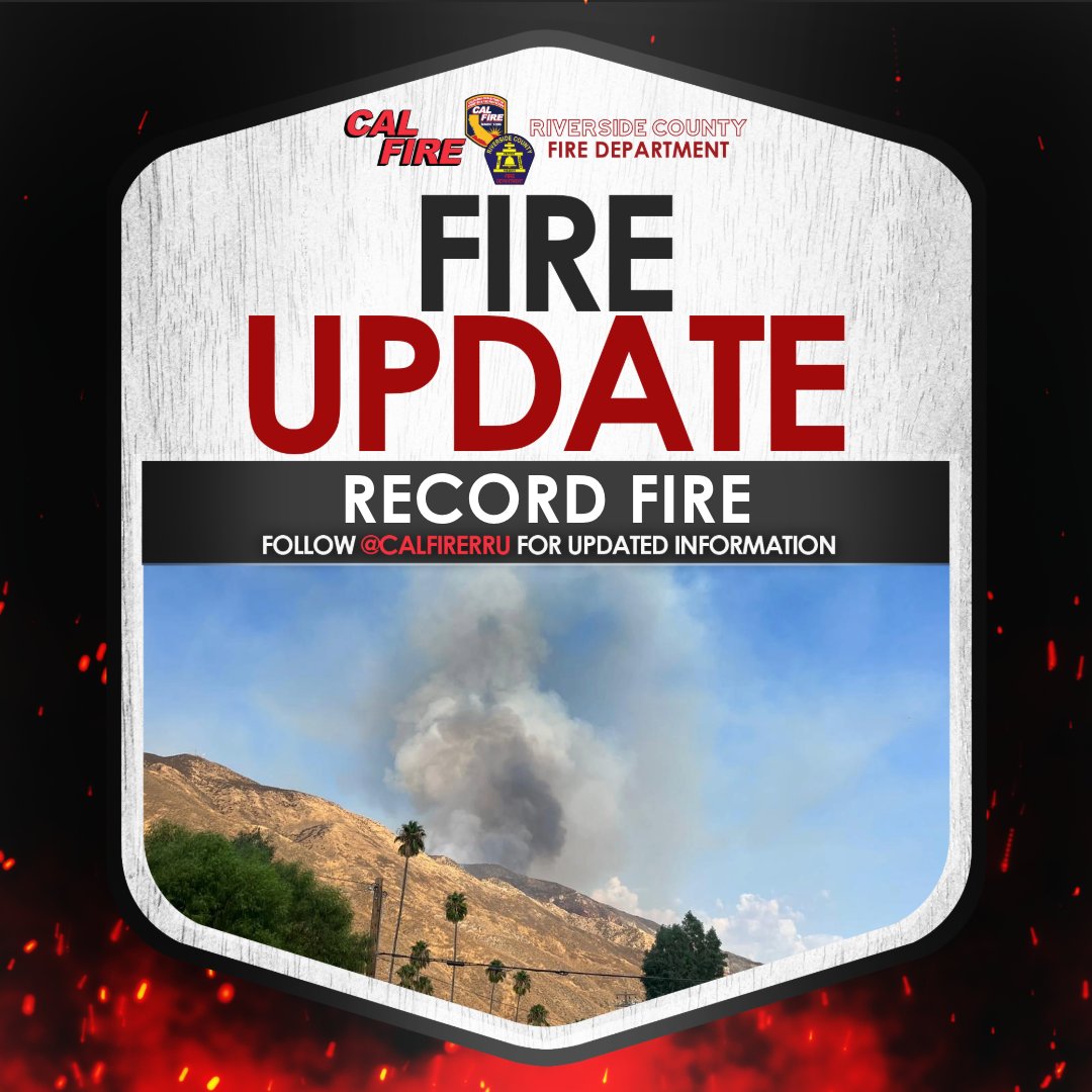 CALFIRERRU's tweet photo. #RecordFire [UPDATE 9/2/24, 8:00 a.m.] The fire remains at 650 acres, and containment has increased to 15%.

For additional fire information, including a searchable map of the Evacuation Warning area, please visit: https://t.co/41OpHctIdO

The Record Fire, initially reported at the intersection of Soboba Road and Gilman Springs Road, has expanded to 650 acres and is now 15% contained. Overnight, the fire exhibited minimal growth, allowing firefighters to make significant progress in increasing containment. Firefighters will continue to work throughout the day, strengthening containment lines and addressing any remaining hotspots.

Helicopters will actively support ground crews by conducting water drops to cool down hot spots and slow the fire’s spread. However, with extreme heat in the area, with temperatures expected to reach near 110°F, conditions remain challenging. The high temperatures and dry conditions will make firefighting efforts more difficult.

Evacuation warnings remain in place for the Poppet Flats area, and residents are urged to stay vigilant and be prepared to evacuate if necessary. Please continue to monitor for updates and follow any instructions from local authorities.