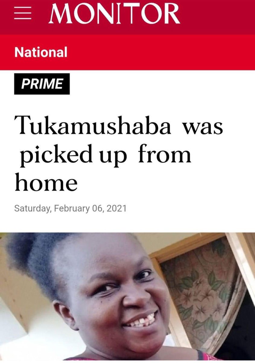 HEBobiwine's tweet photo. At the height of the 2021 election, abductions of our supporters took place all over the country. One of the victims was this powerful woman, Ms. Jolly Jackline Tukamushaba. She was picked up from her home in Rukiga District, South-Western Uganda and taken away to Makenke Military Barracks where she spent a month and one week without trial. 

Her only crime was being found in possession of our campaign posters! For over a month, her whereabouts were not known to anyone, including her family members. She was on our initial list of missing persons. It was after we raised voices about her case that they paraded her before the Division Court Martial at Makenke Barracks and charged her with possession of military attire- claiming they found her with a red beret. This was long after the elections. They interrogated her about her links with us, our sources of funding, what we were planning to do, and other ridiculous issues. Interestingly, she was only volunteering. At that point, she wasn't even in touch with the Secretariat.....she was only driven by her passion for a better country. Upon release, they warned her against continuing to support us, and in fact asked her to use the same energy she was using to campaign for us to promote Mr. Museveni. She rejected this! 

We were very delighted to meet her this morning. Very impressive to see that her passion for the struggle against dictatorship and misrule has only gotten stronger. She is one of the many unsung heroines and heroes of our struggle. Aluta continua! 
#BringBackOurPeople 
#FreeAllPoliticalPrisonersUganda
