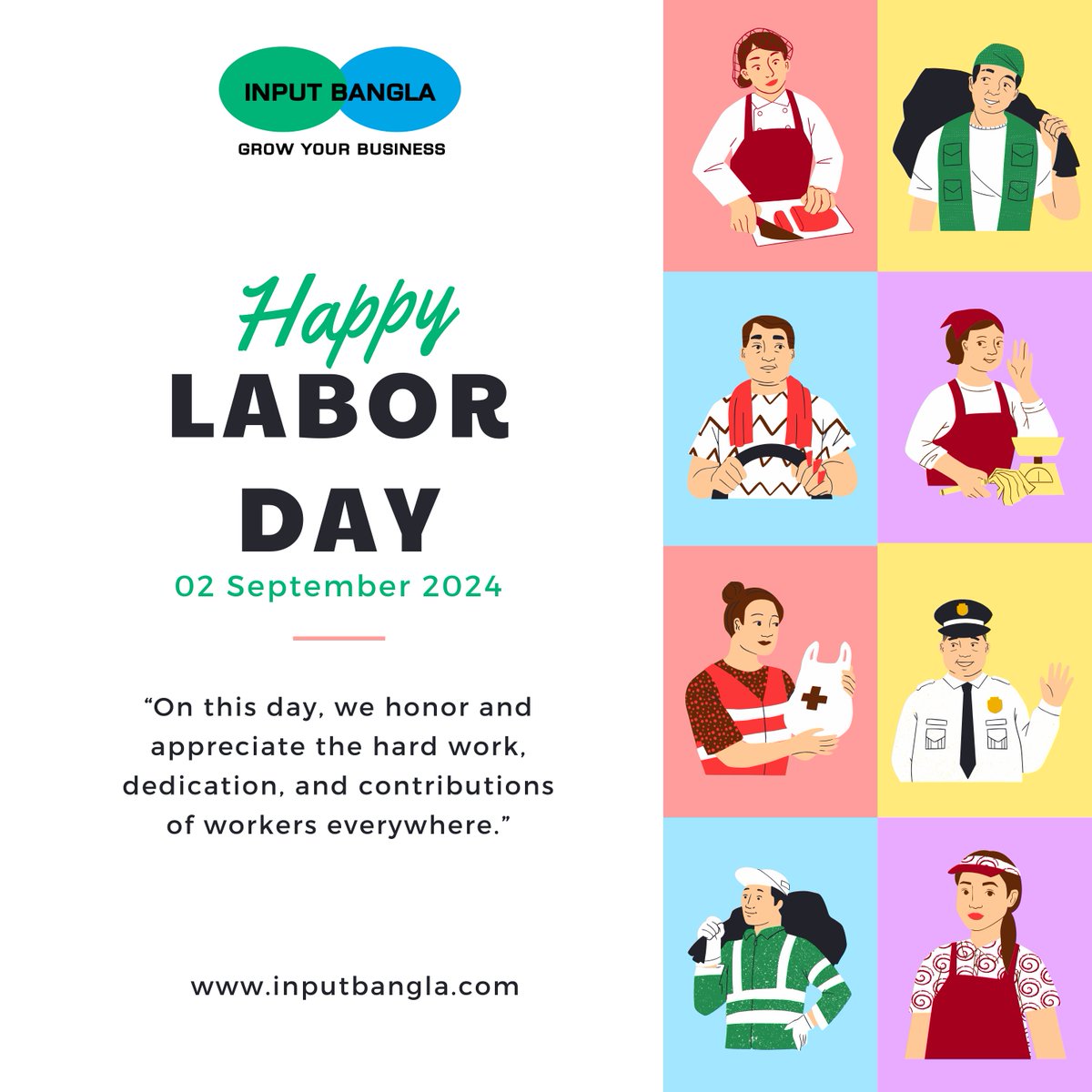 InputBangla's tweet photo. Happy Labor Day!

#LaborDay #HappyLaborDay #WorkHardPlayHard #ThankYouWorkers #UnionStrong #WorkersRights #CelebrateLabor #LaborMovement #HardWorkPaysOff https://t.co/AxemqdlJH6