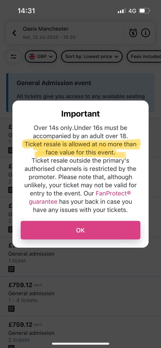 _mollyfxo's tweet photo. @StubHub @TeamStubHub how can you say tickets are only allowed to be resold at face value then allow people to list them at these prices?! 😡 https://t.co/AQrmAz5sgR
