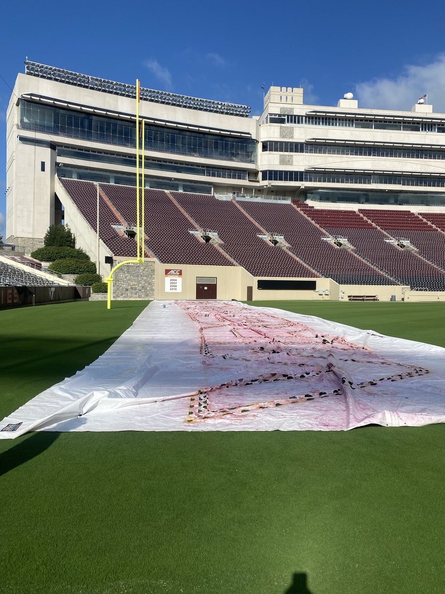Setting out the VIRGINIA TECH stencil