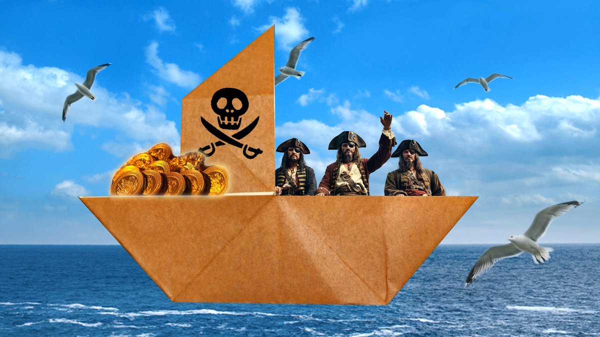 Origami Pirate Ship　作り方動画▶youtube.com/watch?v=jefPFh…