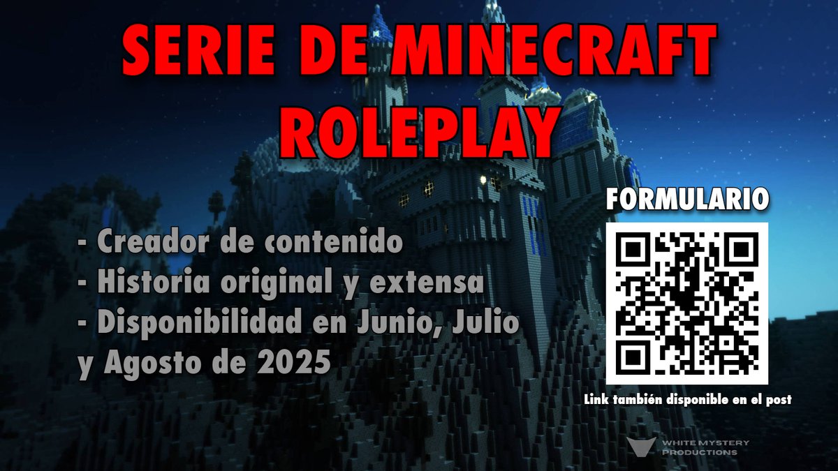¿Te gustaría rolear en minecraft? Traemos una historia sobre dimensiones y multiversos donde tú puedes formar parte. Si estás interesado no lo pienses más.
Link: forms.gle/17sj5pQxmNGv2r…