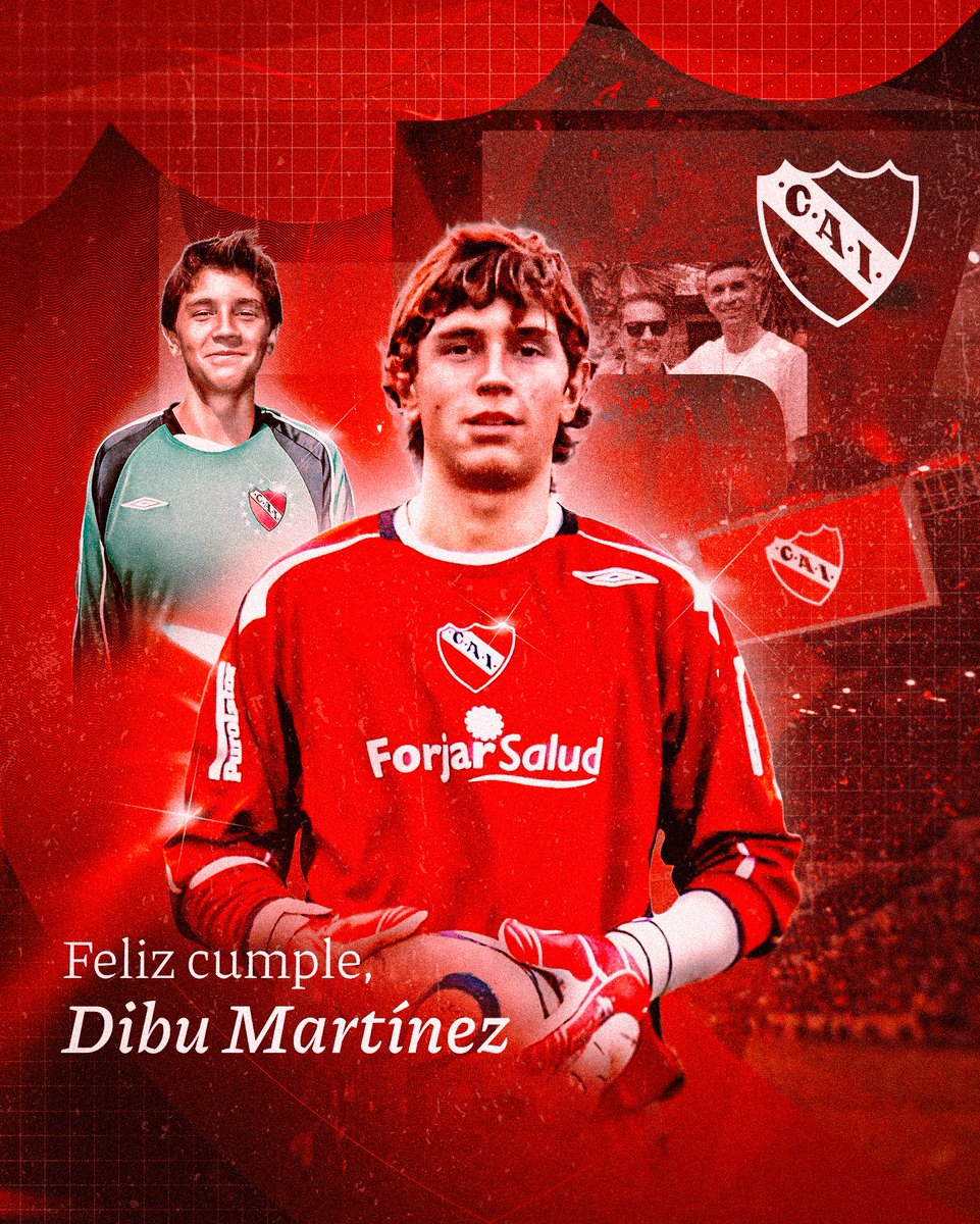 Independiente's tweet photo. Una vida forjando el camino hacia la cima del mundo. Desde los primeros pasos hasta lo más alto.

¡Feliz cumpleaños, @emimartinezz1! ❤️‍🔥

#TodoRojo 🔴 https://t.co/DCVhIa0HlP