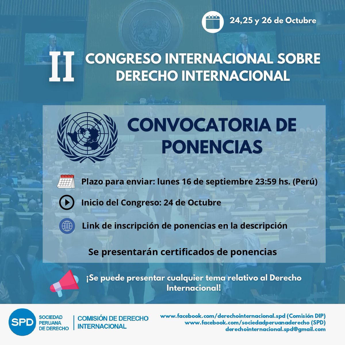 ¿Tienes una investigación o reflexión sobre temas de Derecho Internacional? ¡Este es tu momento! Estamos recibiendo resúmenes de ponencias para ser presentadas en el II Congreso Internacional sobre Derecho Internacional. 📷
Presentar ponencias en 📷 forms.gle/rCCXDpsRtpsyFi…