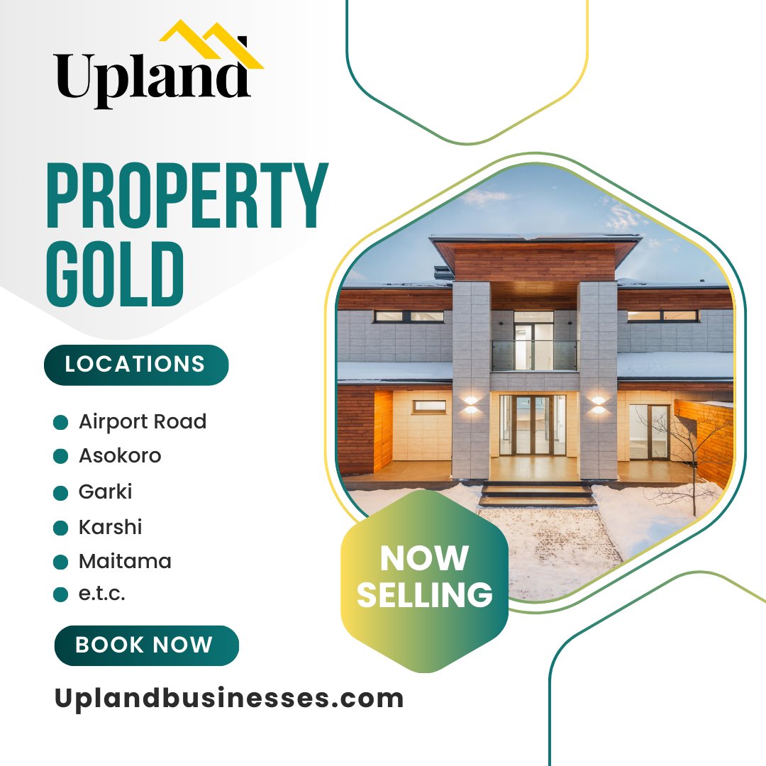 UplandRealtors's tweet photo. Property Gold Alert! Upland is proud to present our featured projects: Upland Bay Estate in Karshi, Upland Residence on Airport Road, Upland Hill in Asokoro, Upland Mall in Garki 2 and Oba Akran, and Upland Ikoyi. Discover your dream property today! https://t.co/2p3f9eQxcm