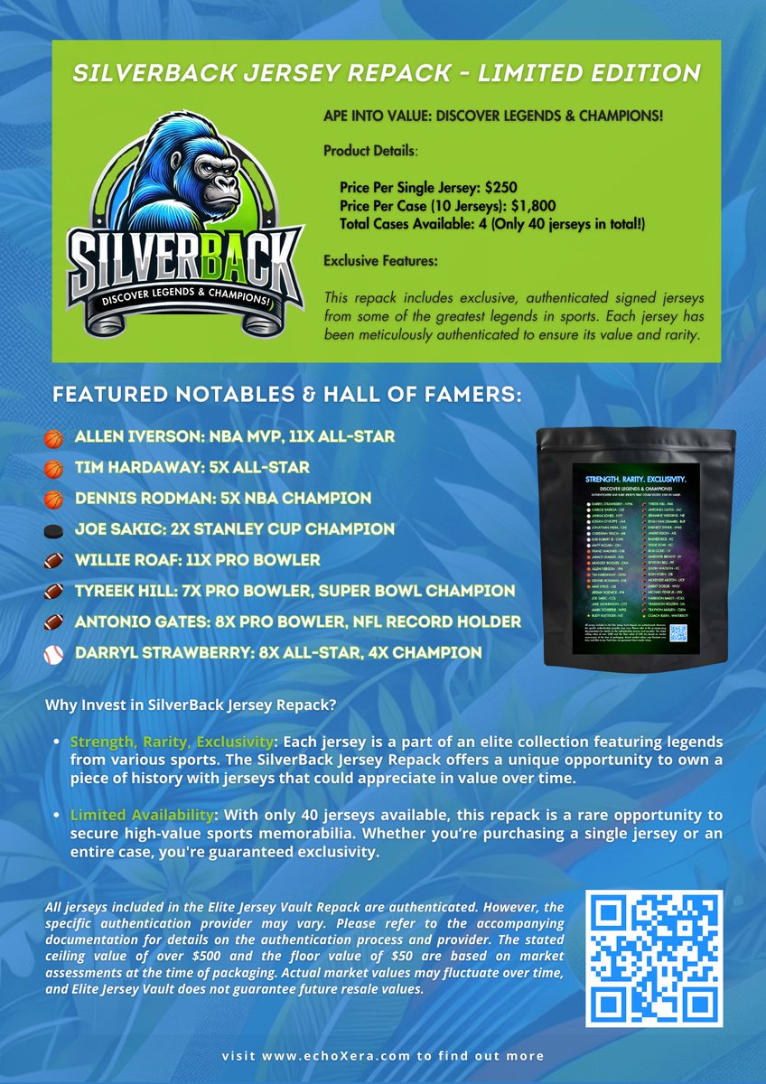 RIPVaulted's tweet photo. Exciting news! This week, we're launching our limited-edition #Silverback Multi-#Sport #Jersey #Repack! With only 40 jerseys across 10 cases available, #breakers will want to scoop one up quickly for an incredible lineup. 

Stay tuned for more details! https://t.co/6UJFZZZDVq
