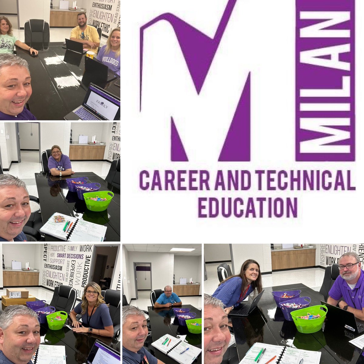 hassell_joey's tweet photo. We have completed our first month of school @MilanHSOfficial & the @MilanCTE team ended the month in collaboratives. The team shared #goodthings, reviewed our 24-25 industry credentials, & made plans to attend @TNedu fall PD sessions for their programs of study. #apathandaplan 💜 https://t.co/FJc1hbPusK