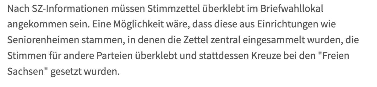 Schmanle's tweet photo. Verdacht der Wahlfälschung zugunsten der rechtsextremen "Freien Sachsen" in #Dresden bei Briefwahlstimmen. 

Wahlleiter bestätigt "Wahlfälschung oder den Versuch einer Fälschung zugunsten der Freien Sachsen".

https://t.co/cpNjHS03kt https://t.co/QaoW3FT8Ob