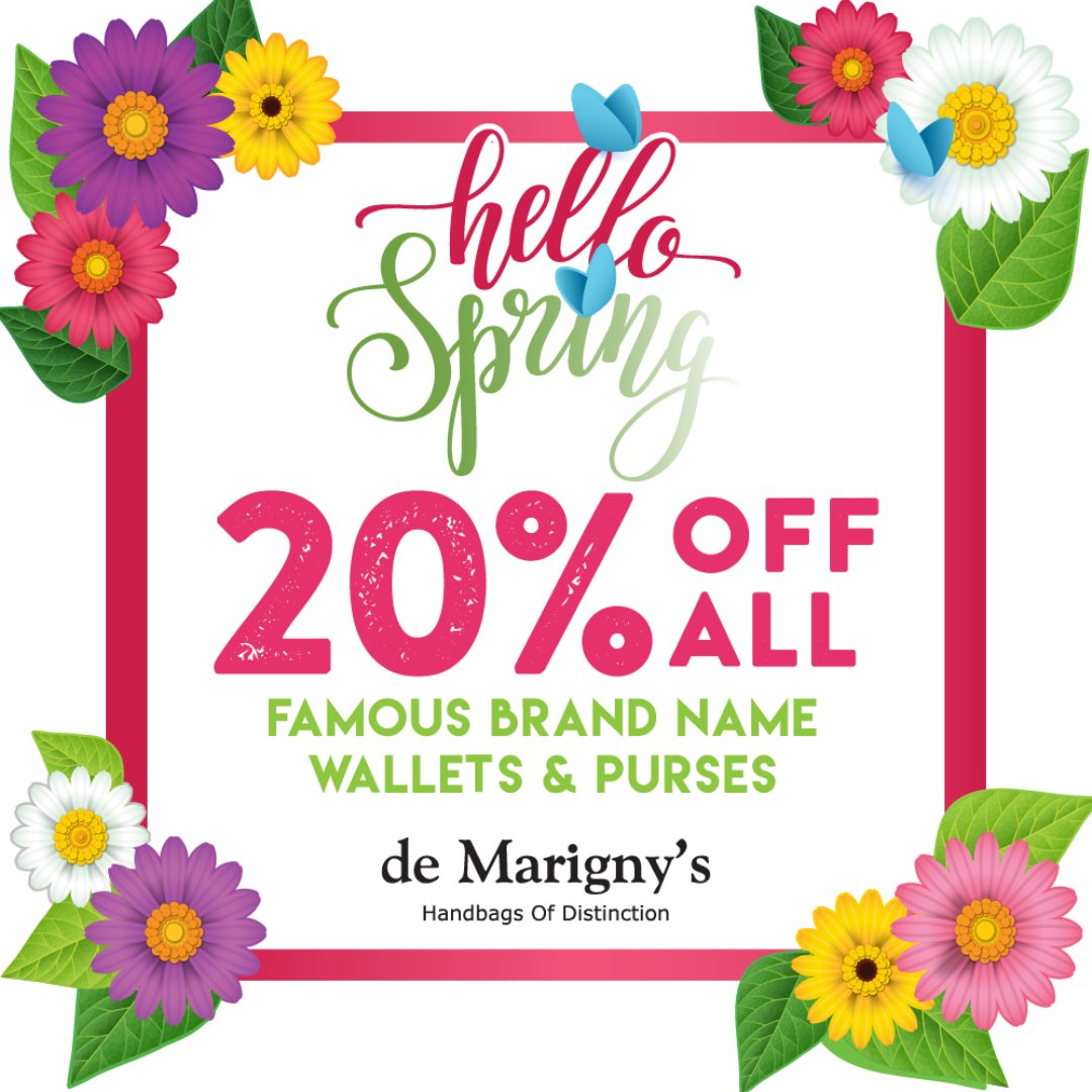 ThePavSA's tweet image. 🌸 Spring into savings with De Marigny’s fabulous Spring Sale! 🌸

Enjoy a delightful 20% off on all branded wallets and purses – the perfect way to add a touch of style to your outfit this season.

🌼💕 Offer valid until 30 September 2024.

#DeMarignys #Wallets #Purses