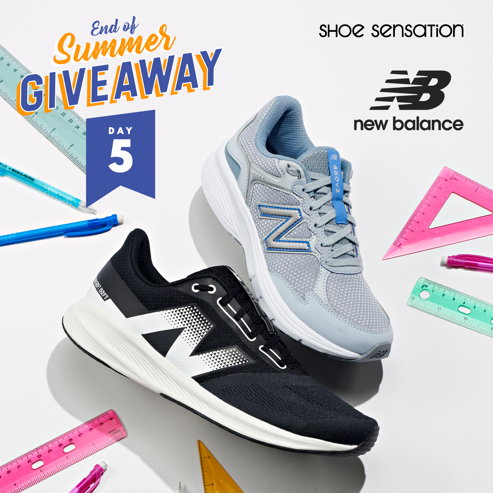 Shoe Sensation on X FINAL DAY It s the last chance to enter our End of Summer Giveaway Register today to win a FREE pair of New Balance shoes on Day 5 Step