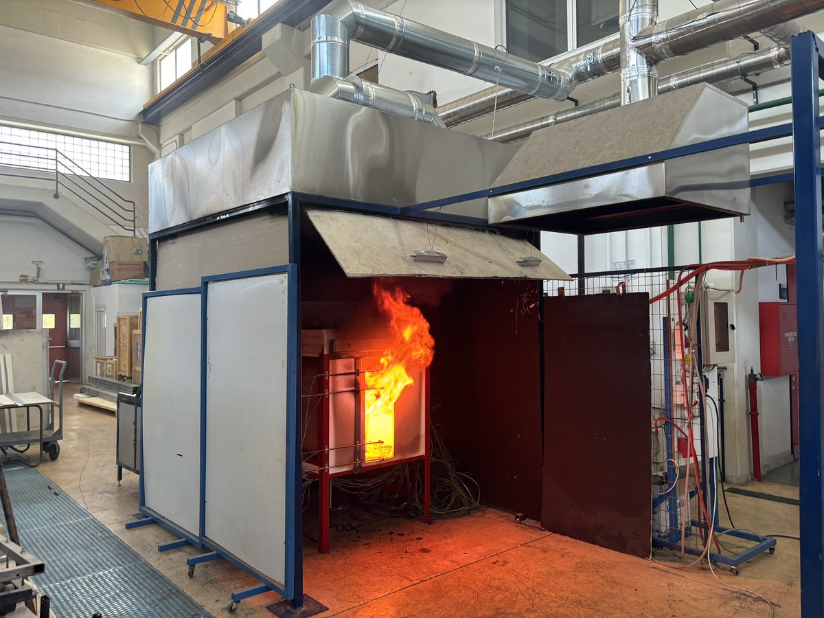 Visited the fire labs of the <a href="/ntua/">National Technical University of Athens</a> fire dynamics team, here testing compartment fires and CLT ceilings. Very good research being done here!