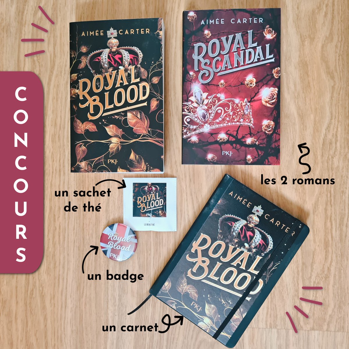 #CONCOURS À l'occasion de la parution de Royal Scandal, tentez de remporter les 2 romans, ainsi que des goodies !
Pour participer :
- suivez <a href="/pocket_jeunesse/">pocket_jeunesse</a>,
- RT ce tweet.
Résultats le 9/09
- concours ouvert aux résidents de France métropolitaine, Belgique et Suisse -