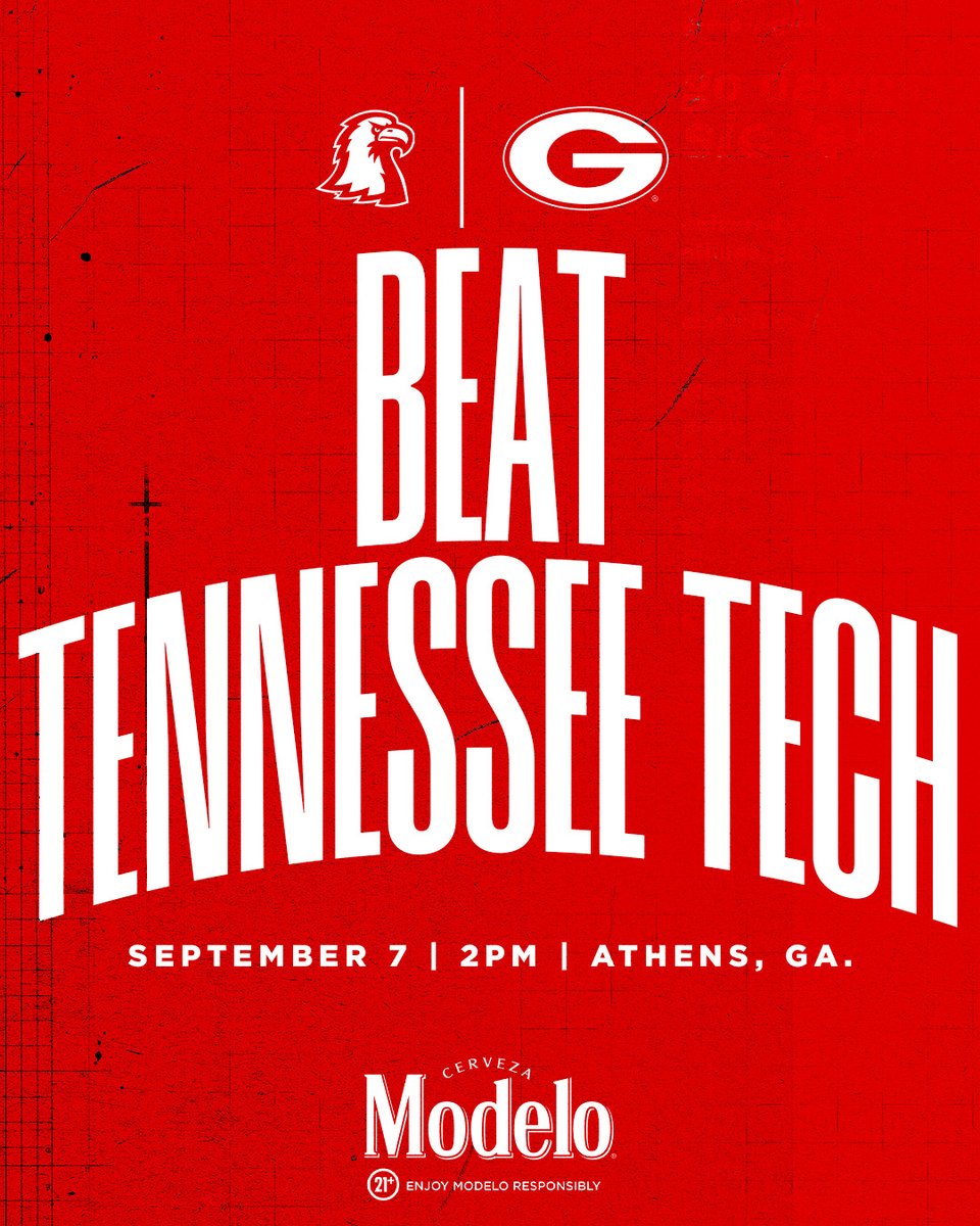 UGAAthletics's tweet photo. We're back in Sanford this Saturday!

🆚: Tennessee Tech
📆: Sept. 7
⌚️: 2pm
📍: Athens, Ga.

#GoDawgs | @ModeloUSA https://t.co/U51WkHG9lQ