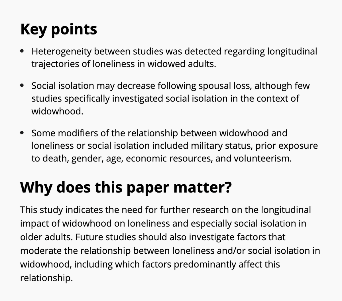 AGSJournal's tweet photo. Development of loneliness and social isolation after spousal loss: A systematic review of longitudinal studies on widowhood. #geriatrics https://t.co/qMgUaRfAak https://t.co/4RHqAgWfUg